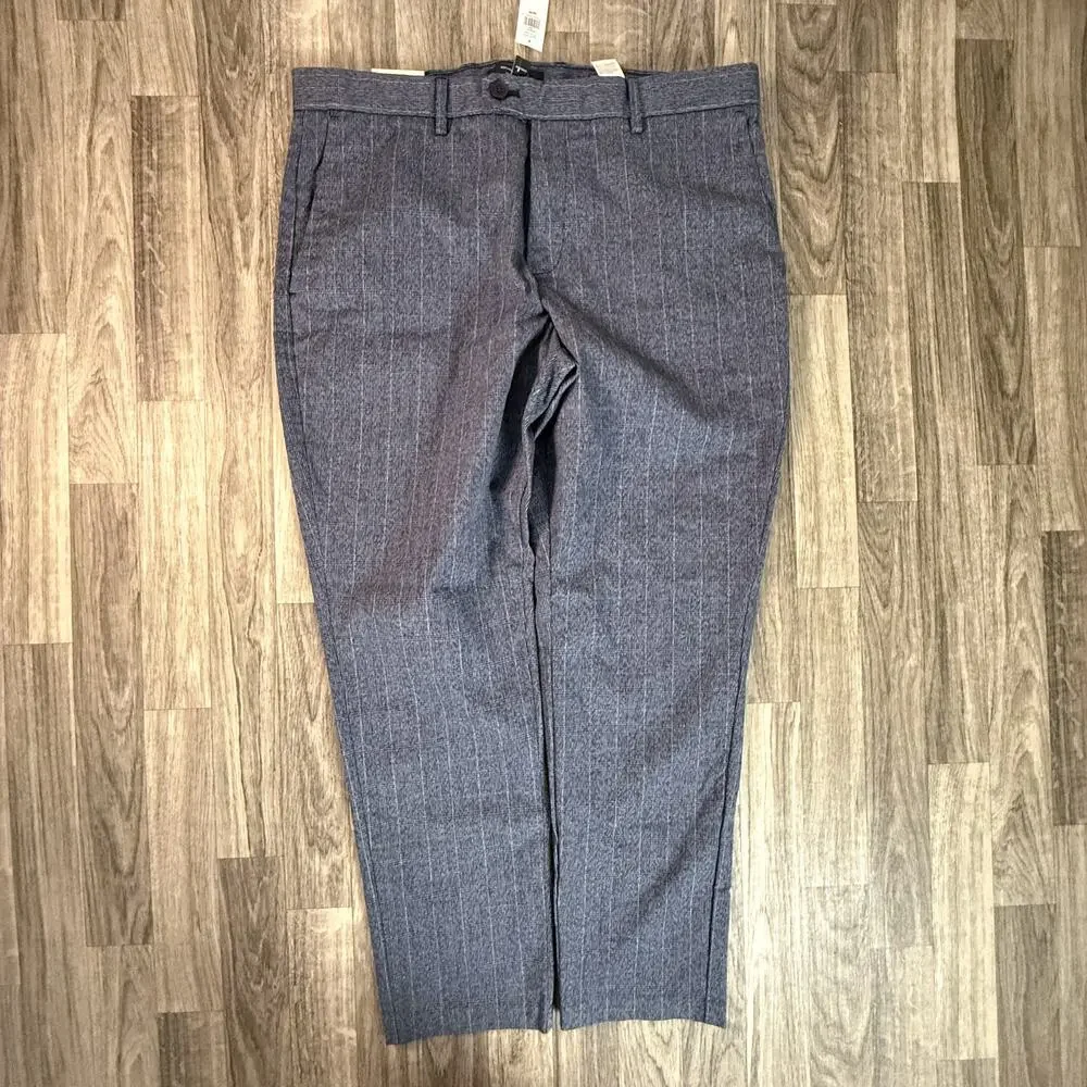Banana Republic Grayson Slim Tapered Ankle Pants Men's 35x30 Blue Plaid NWT
